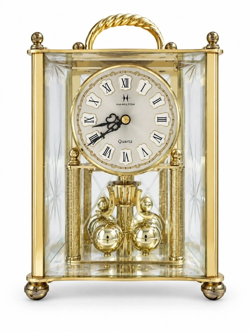 Vintage Hamilton Gold Glass Clock